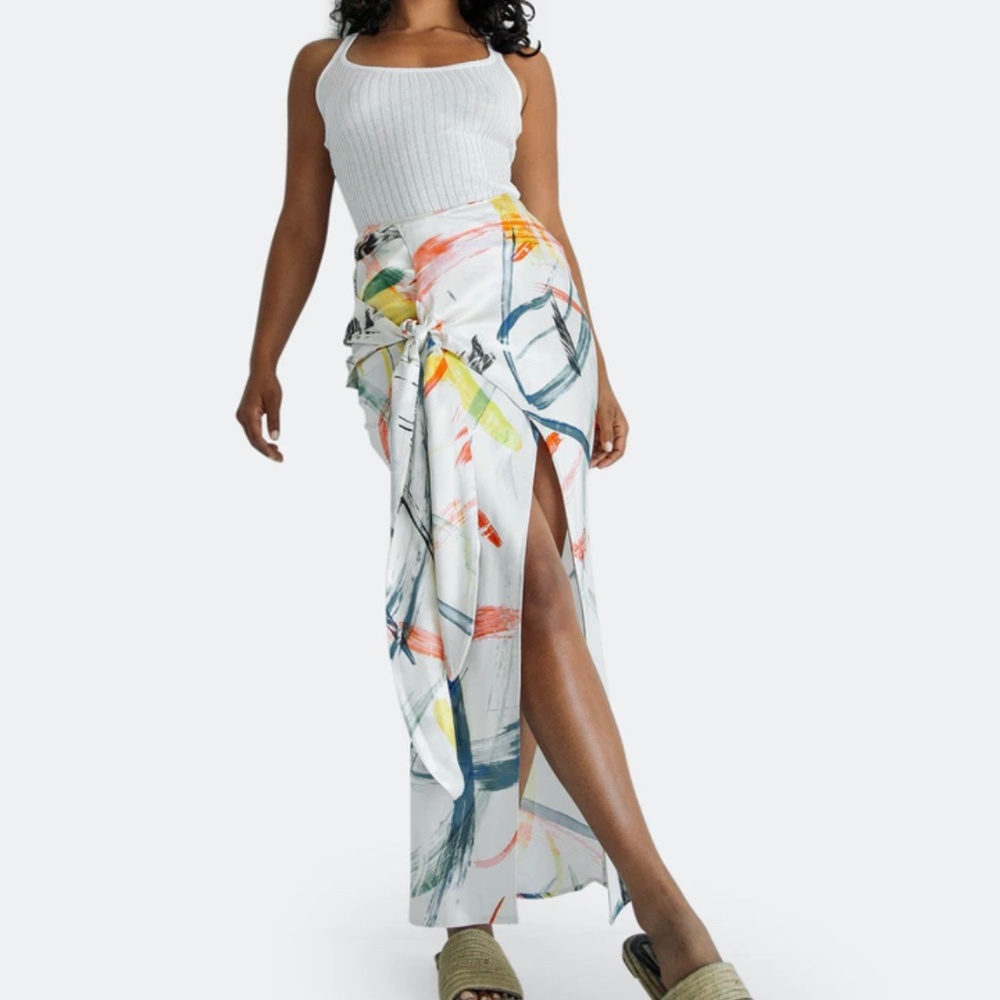 Celia Knotted Crepe Midi Skirt